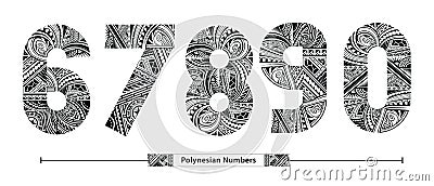 Numbers Polynesian style in a set 67890 Vector Illustration