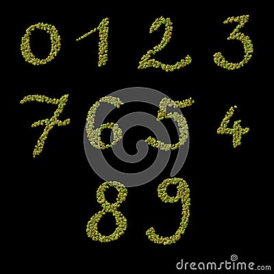 Numbers of raw green coffee beans Stock Photo