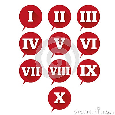 Numbers set. Vector flat design roman numeral Vector Illustration