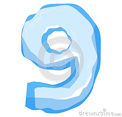 Numbers and symbols made from pieces of ice and snow chunks, big icebergs, severe frost elements for design cartoon Vector Illustration