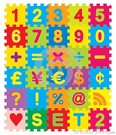 Numbers and Symbols Puzzle Vector Illustration