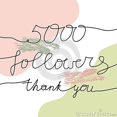 5000 numbers for Thanks followers design. Cartoon Illustration