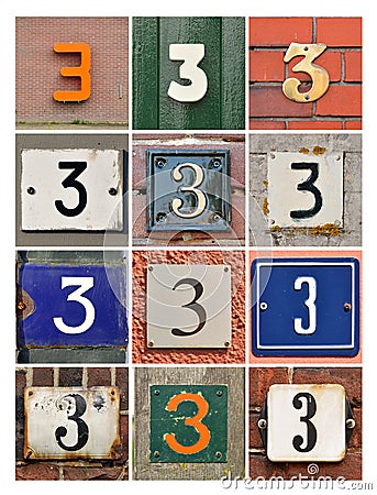 Numbers three Stock Photo