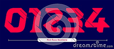 Numbers Typography Font Red race speed modern style in a set 01234 Vector Illustration