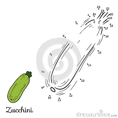 Numbers vector game: fruits and vegetables (zucchini) Vector Illustration