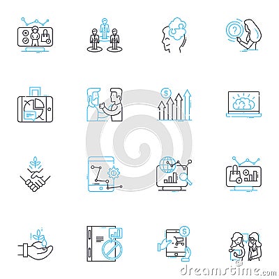 Numbers and visuals linear icons set. Counting, Addition, Subtraction, Multiplication, Division, Arithmetic, Calculation Vector Illustration