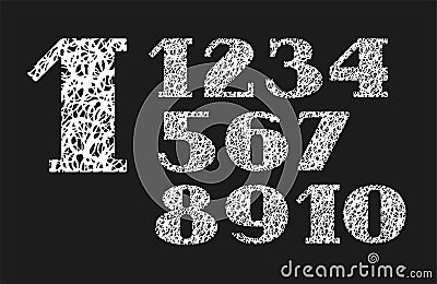 Numbers, white doodles, texture, imitation, vector. Vector Illustration