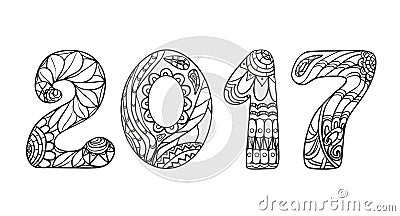 2017 Numbers. Zentangle. Vector Illustration