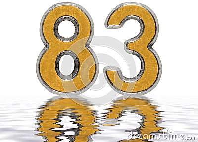 Numeral 83, eighty three, reflected on the water surface Stock Photo