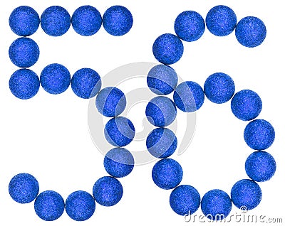 Numeral 56, fifty six, from decorative balls, isolated on white Stock Photo
