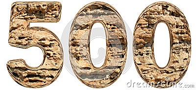 Numeral 500, five hundred, on white, natural limestone, Cartoon Illustration