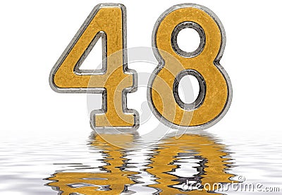 Numeral 48, forty eight, reflected on the water surface, isolate Stock Photo