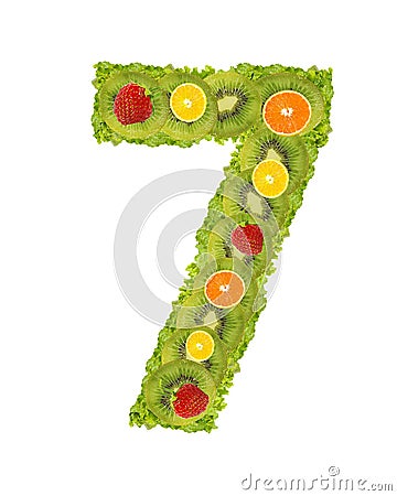 Numeral from fruit - 7 Stock Photo