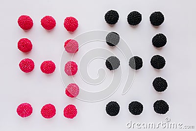 The numeral nine is written in black and red on a white background Stock Photo