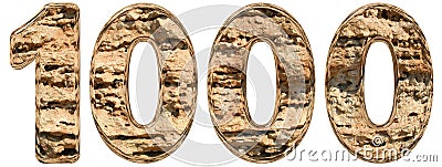 Numeral 1000, one thousand, isolated on white, natural limestone Cartoon Illustration