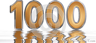 Numeral 1000, one thousand, reflected on the water surface, Stock Photo