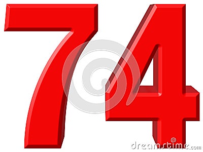 Numeral 74, seventy four, isolated on white background, 3d render Stock Photo