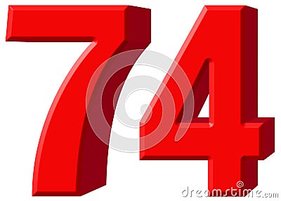 Numeral 74, seventy four, isolated on white background, 3d render Stock Photo