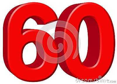 Numeral 60, sixty, sixty, isolated on white background, 3d render Stock Photo