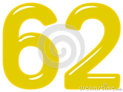 Numeral 62, sixty two, isolated on white background, 3d render Stock Photo