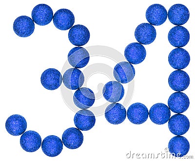 Numeral 34, thirty four, from decorative balls, isolated on whit Stock Photo