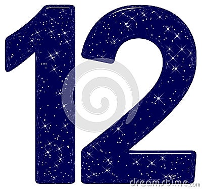 Numeral 12, twelve, star sky texture imitation, isolated on white background, 3d render Stock Photo