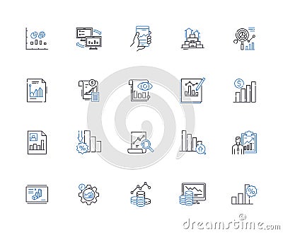 Numeric Data line icons collection. Statistics, Quantitative, Analytics, Digits, Metrics, Precision, Analysis vector and Vector Illustration
