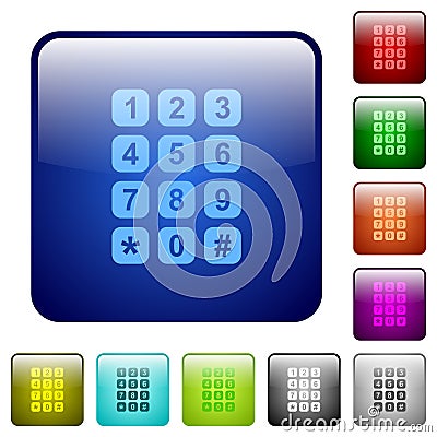 Numeric keypad color square buttons Vector Illustration