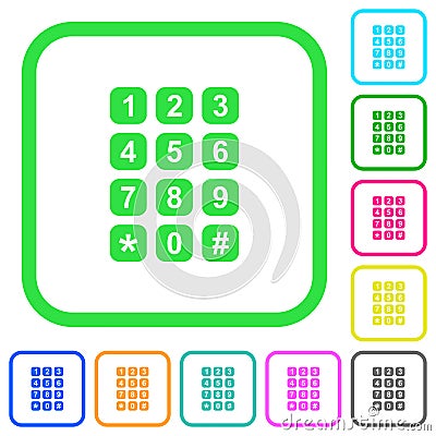 Numeric keypad vivid colored flat icons Stock Photo