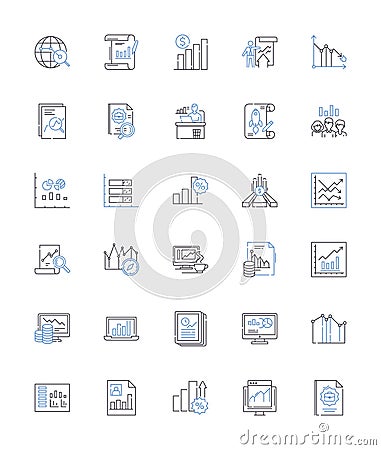 Numerical Data line icons collection. Statistics, Analysis, Figures, Quantitative, Digits, Metrics, Data sets vector and Vector Illustration