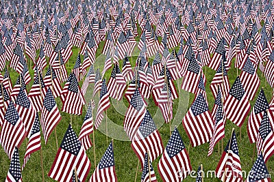 Numerous commemorative US flags Stock Photo