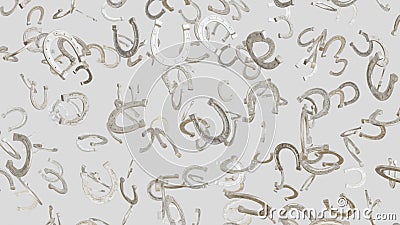 Numerous floating Chrome Horse Shoes on a Simple Light Background Stock Photo