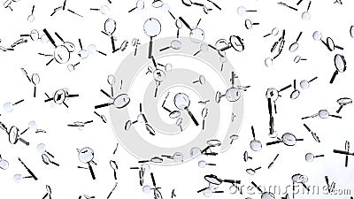 Numerous floating Magnifying Glass` on a Simple Light Background Stock Photo