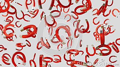 Numerous floating Red Magnets on a Simple Light Background Stock Photo
