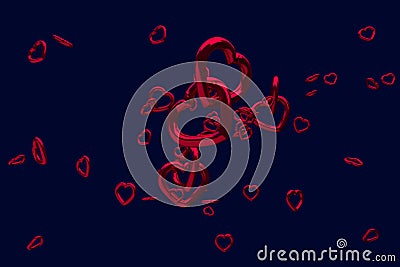 Numerous hovering, glossy, red hearts Stock Photo