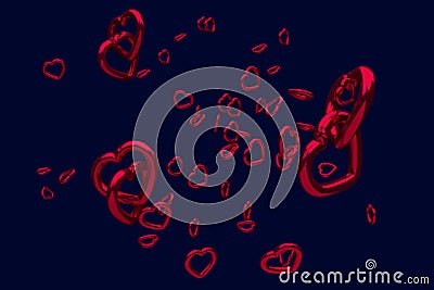 Numerous hovering, glossy, red hearts Stock Photo