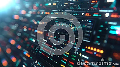 Displays of Financial Data in a Professional Setting During an Active Trading Session With Colorful Graphs and Stock Photo