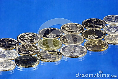 Numismatics or coin collecting, studies the history of coinage and monetary circulation in different countries of the world and Editorial Stock Photo