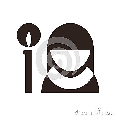 Nun and candle icon. Church symbol Vector Illustration