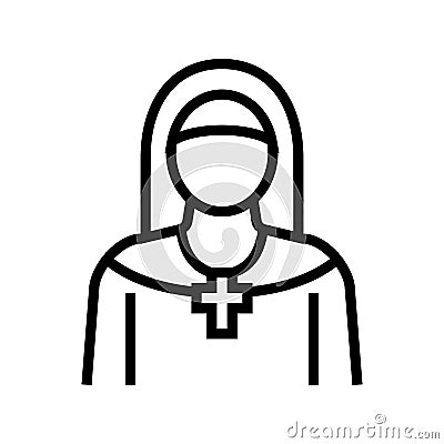 nun christianity line icon vector illustration Vector Illustration