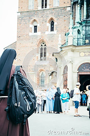 Nun taking picture on her phone Editorial Stock Photo