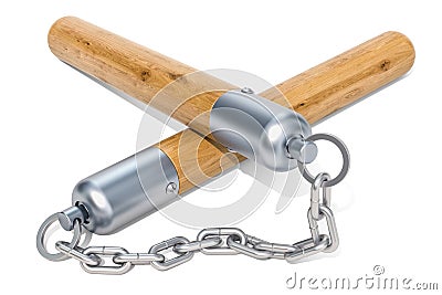 Nunchaku, 3D rendering Stock Photo