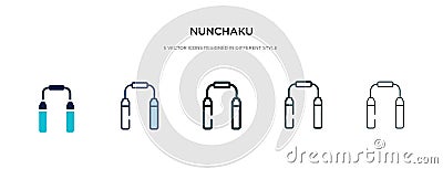 Nunchaku icon in different style vector illustration. two colored and black nunchaku vector icons designed in filled, outline, Vector Illustration