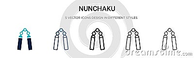 Nunchaku icon in filled, thin line, outline and stroke style. Vector illustration of two colored and black nunchaku vector icons Vector Illustration