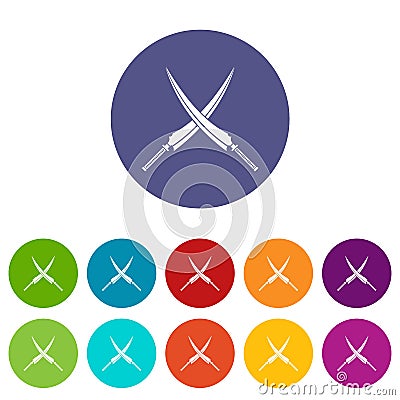 Nunchaku icons set flat vector Vector Illustration