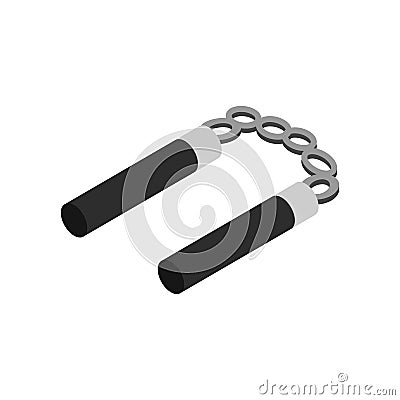 Nunchaku weapon isometric 3d icon Vector Illustration