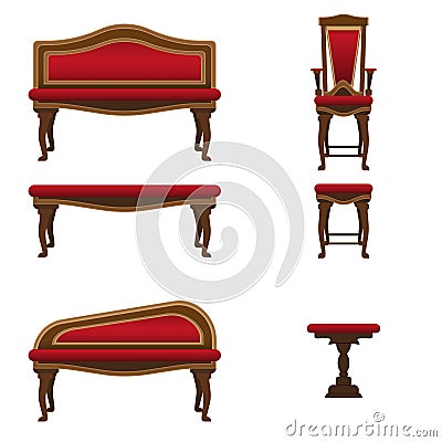 NUpholstered furniture for the interior of the living room. Chairs, benchesn Vector Illustration