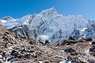 Nuptse and Khumbu Glacier from Gorak Shep Stock Photo