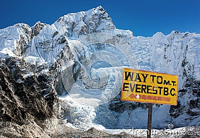 Nuptse peak near Gorak Shep village Stock Photo