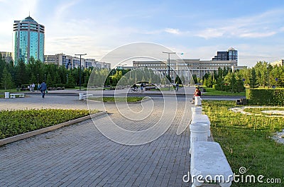 Nur-Sultan - Kazakhstan: June 10, 2021: Center of Nur-Sultan, view of Ministry of Foreign Affairs on Nurjol Boulevard Editorial Stock Photo